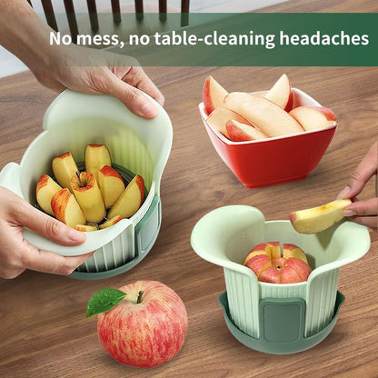 Apple Slicer and Corer With Pepper Seed Corer Remover, Upgraded Heavy Duty Apple Cutter Slicer with Stand, Cuts 8 Slices Up to 3.5" Fruits, Efficient Meal Prep - Green