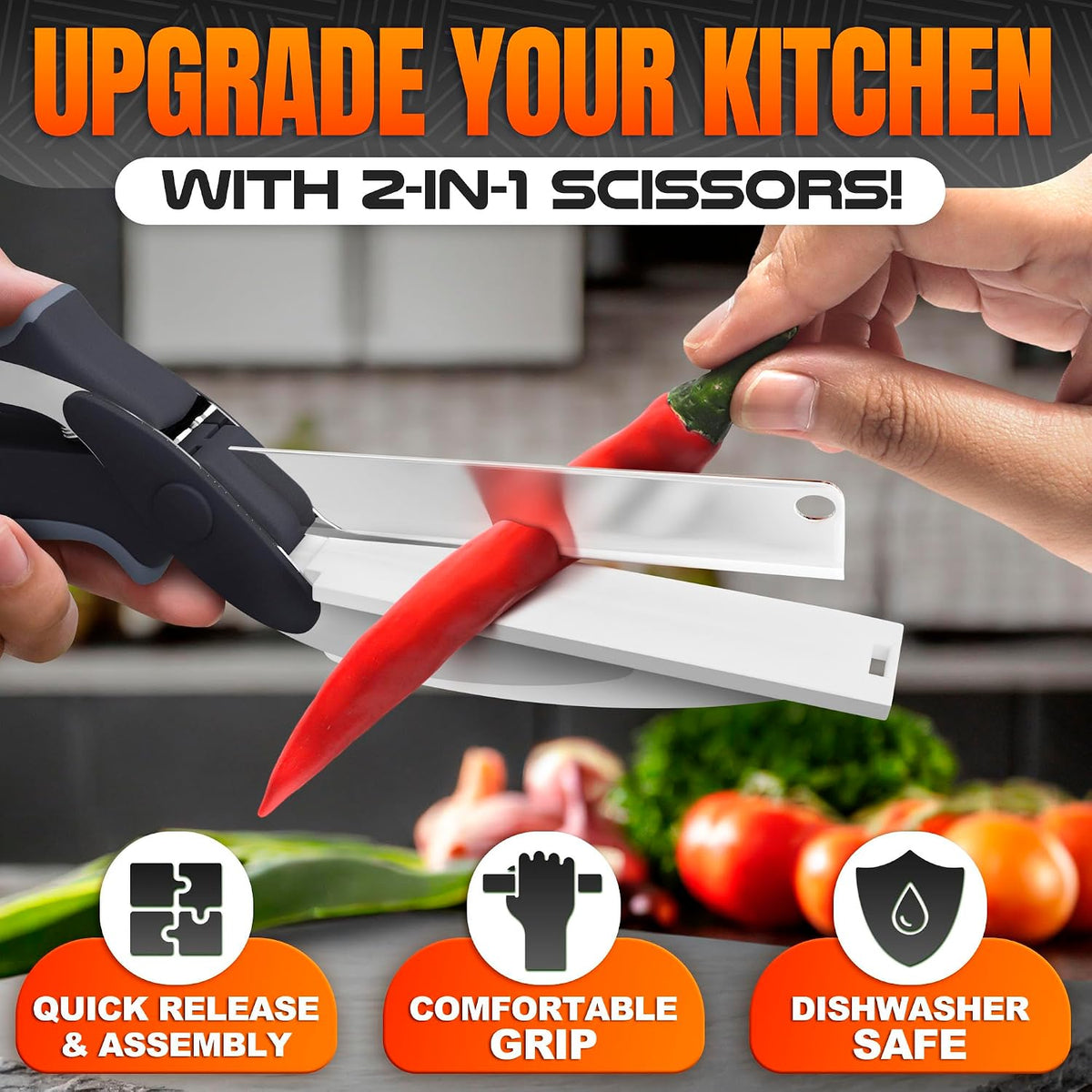 9.6" Cutting Board Scissors for Food with Stainless Steel Blade