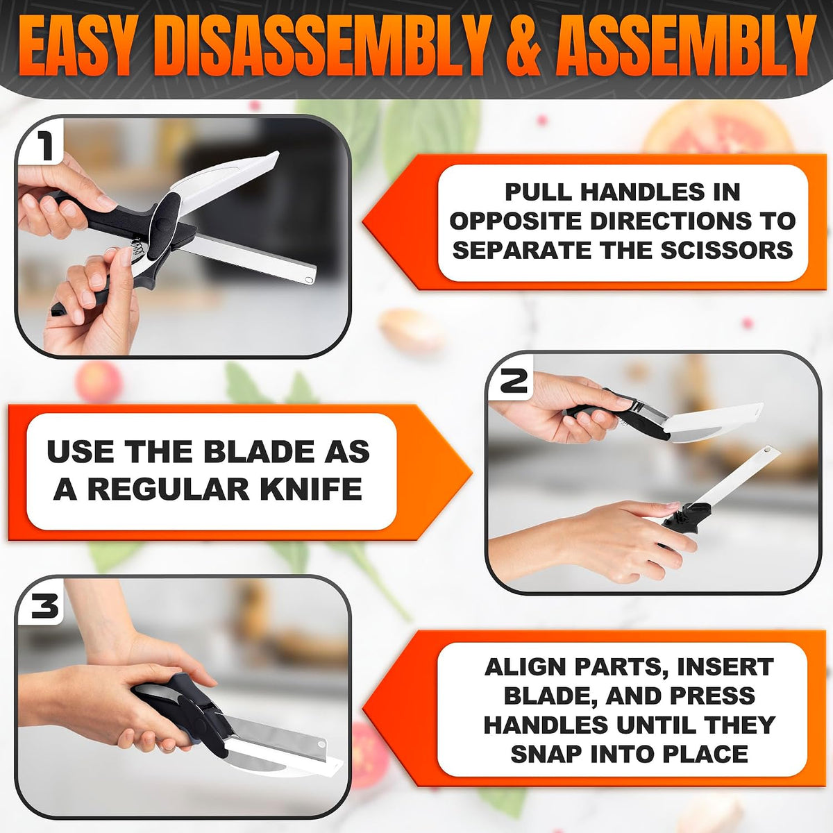 9.6" Cutting Board Scissors for Food with Stainless Steel Blade