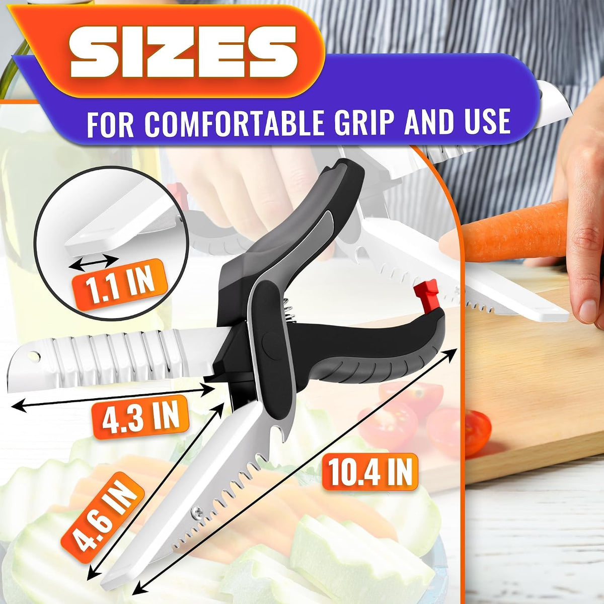 9.6" Cutting Board Scissors for Food with Stainless Steel Blade