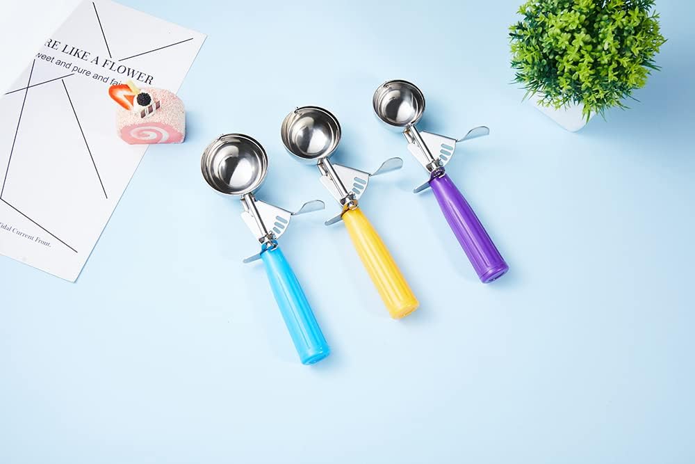 Ice Cream Scoop Set, 3 PCS Cookie Scoops, Disher, Muffin Scoops, Cupcake Scoop - #16 (2.7 oz), #20 (2 oz), #30 (1.25 oz), For Cookie, Ice Cream, Muffin, Side Dish, Mashed Potatoes