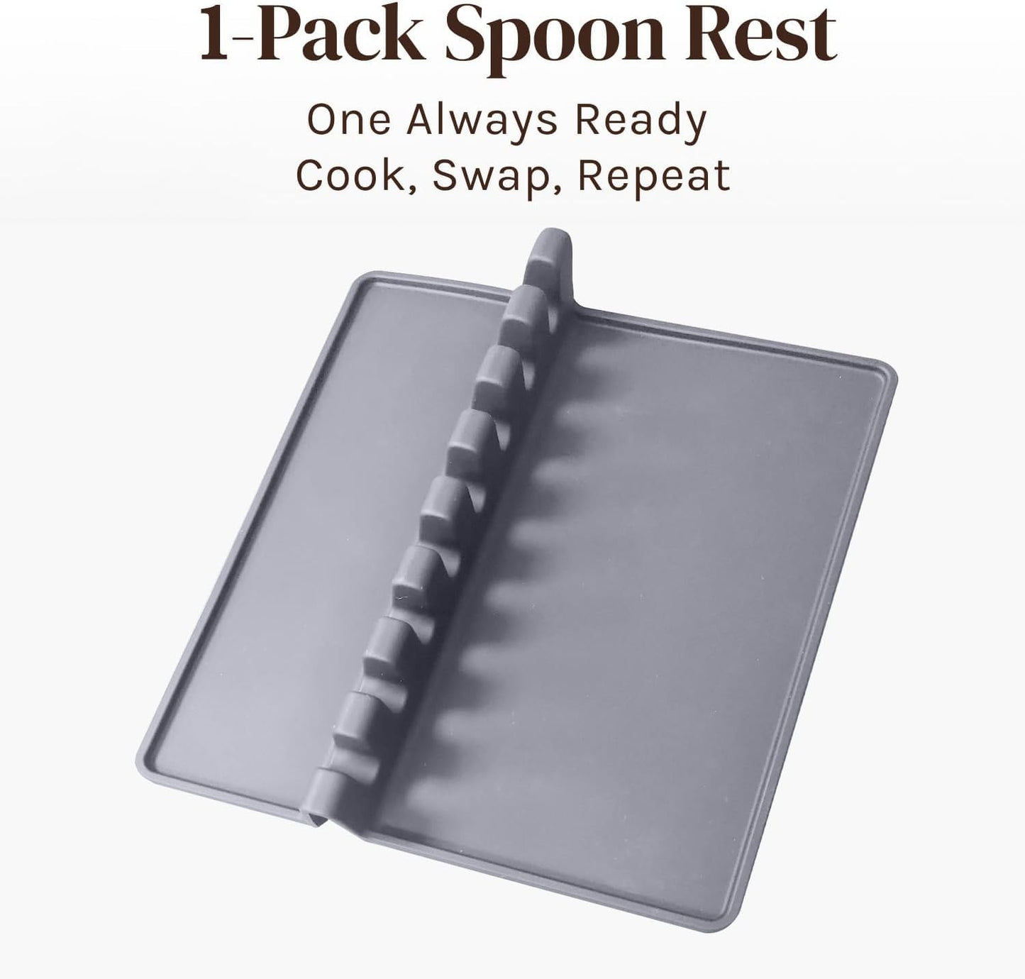 Black Silicone Spoon Rest for Stove Top with Drip Pad (Two Pack) - Heat-Resistant, BPA-Free Utensil Rest & Spoon Holder for Kitchen Counter - Grill Utensil Holder for Spatulas