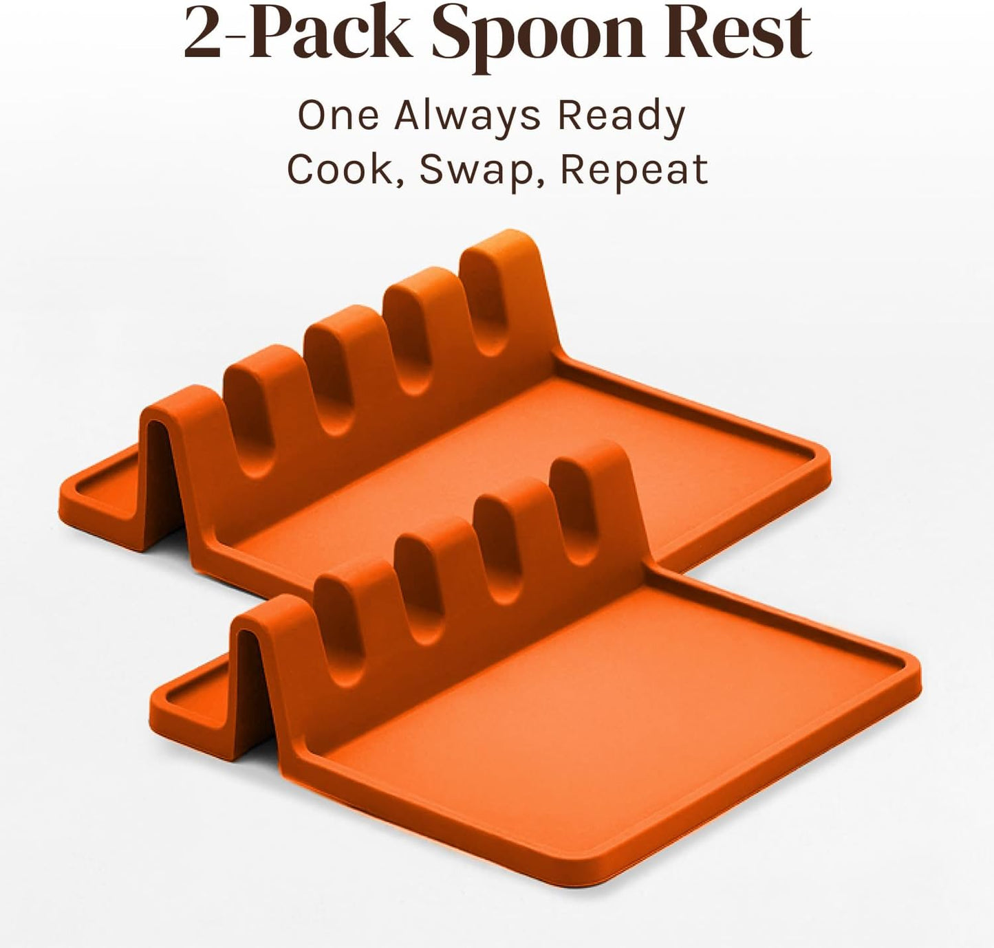 Black Silicone Spoon Rest for Stove Top with Drip Pad (Two Pack) - Heat-Resistant, BPA-Free Utensil Rest & Spoon Holder for Kitchen Counter - Grill Utensil Holder for Spatulas