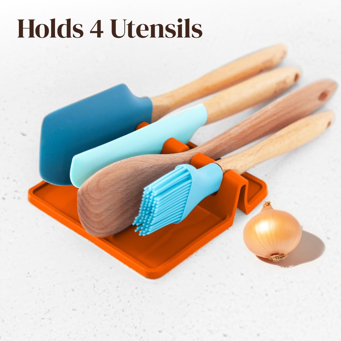 Black Silicone Spoon Rest for Stove Top with Drip Pad (Two Pack) - Heat-Resistant, BPA-Free Utensil Rest & Spoon Holder for Kitchen Counter - Grill Utensil Holder for Spatulas