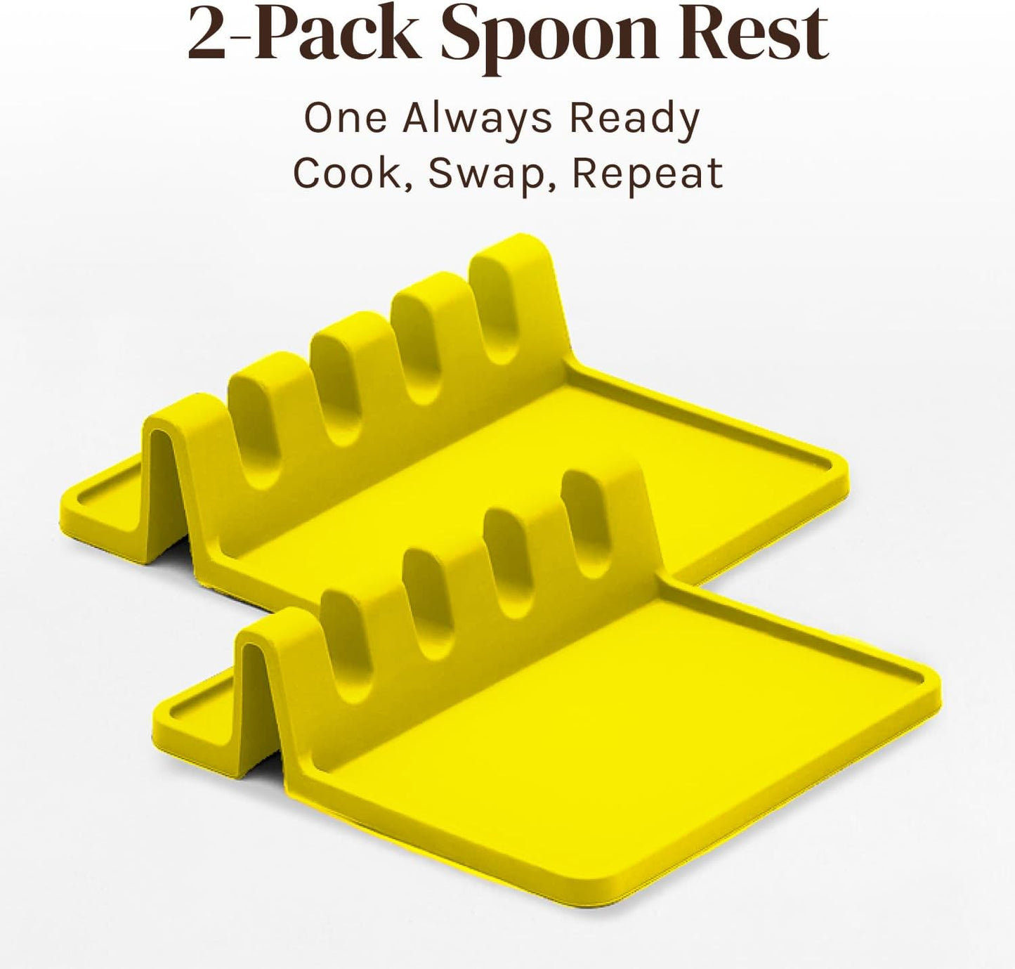Black Silicone Spoon Rest for Stove Top with Drip Pad (Two Pack) - Heat-Resistant, BPA-Free Utensil Rest & Spoon Holder for Kitchen Counter - Grill Utensil Holder for Spatulas