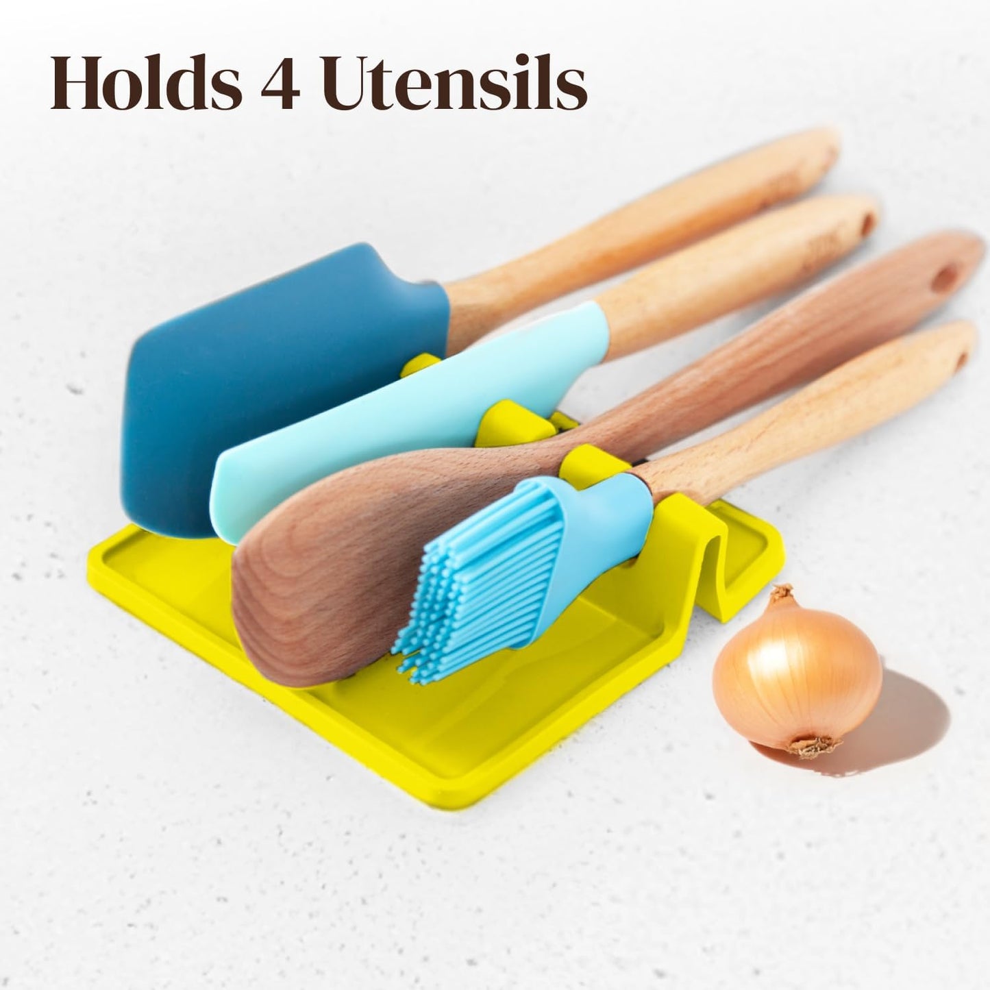 Black Silicone Spoon Rest for Stove Top with Drip Pad (Two Pack) - Heat-Resistant, BPA-Free Utensil Rest & Spoon Holder for Kitchen Counter - Grill Utensil Holder for Spatulas