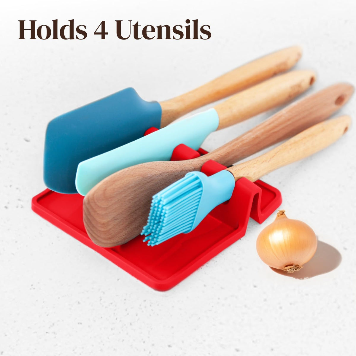 Black Silicone Spoon Rest for Stove Top with Drip Pad (Two Pack) - Heat-Resistant, BPA-Free Utensil Rest & Spoon Holder for Kitchen Counter - Grill Utensil Holder for Spatulas