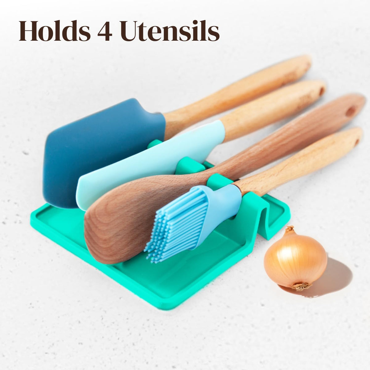 Black Silicone Spoon Rest for Stove Top with Drip Pad (Two Pack) - Heat-Resistant, BPA-Free Utensil Rest & Spoon Holder for Kitchen Counter - Grill Utensil Holder for Spatulas