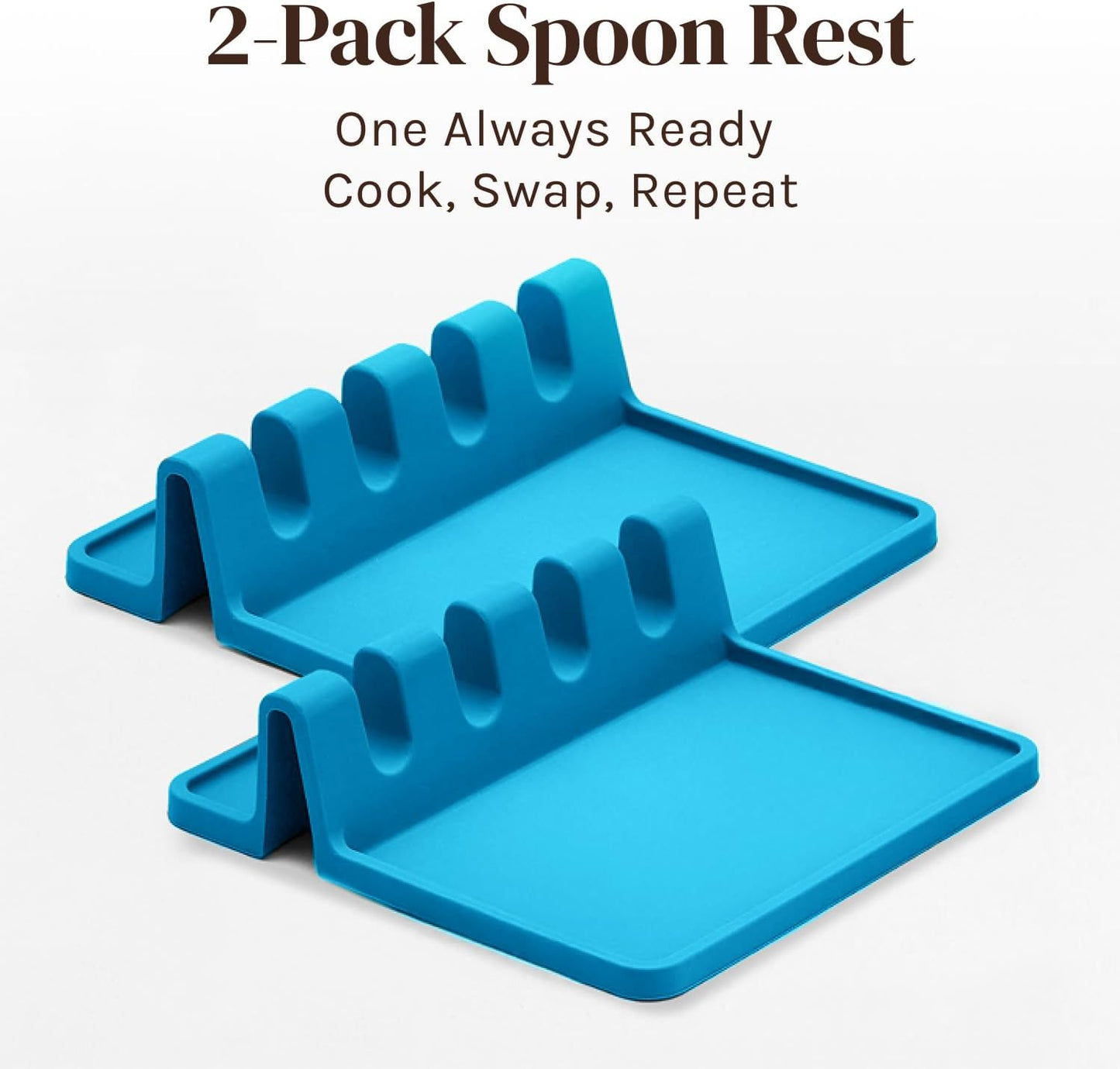 Black Silicone Spoon Rest for Stove Top with Drip Pad (Two Pack) - Heat-Resistant, BPA-Free Utensil Rest & Spoon Holder for Kitchen Counter - Grill Utensil Holder for Spatulas