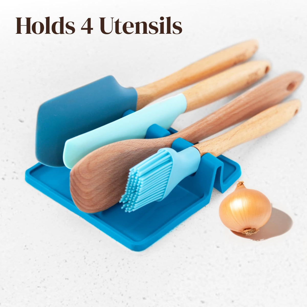 Black Silicone Spoon Rest for Stove Top with Drip Pad (Two Pack) - Heat-Resistant, BPA-Free Utensil Rest & Spoon Holder for Kitchen Counter - Grill Utensil Holder for Spatulas
