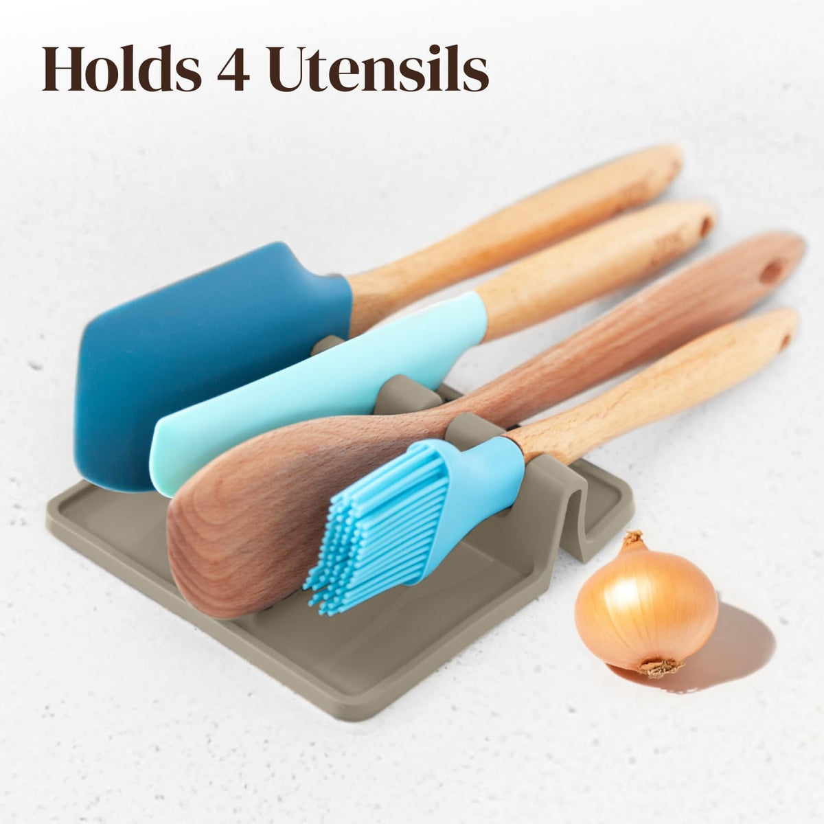 Black Silicone Spoon Rest for Stove Top with Drip Pad (Two Pack) - Heat-Resistant, BPA-Free Utensil Rest & Spoon Holder for Kitchen Counter - Grill Utensil Holder for Spatulas