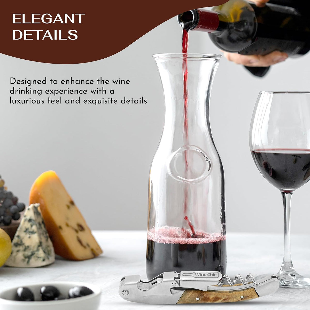 Premium Professional Corkscrew Wine Opener with Elegant Wood Handle, Manual Wine Key with Foil Knife and Cap Bottle Opener for Bartenders, Waiters and Sommeliers