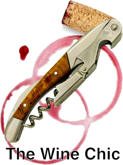 Premium Professional Corkscrew Wine Opener with Elegant Wood Handle, Manual Wine Key with Foil Knife and Cap Bottle Opener for Bartenders, Waiters and Sommeliers