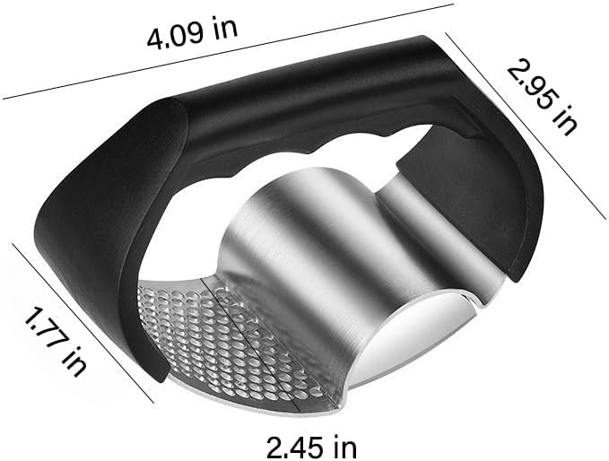 2-in-1 Garlic Press Rocker Stainless Steel with Slicer Blade, Garlic Roller,Garlic Rocker Press for Ginger & Chili, Ergonomic Non-Slip Handle, Dishwasher Safe Garlic Crusher