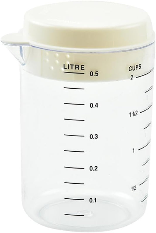 Plastic Measuring Cup With Splashproof Lid V-shaped Spout Mixing Pitcher Kitchen Baking Measuring Tool Easy To Pour Mixing Baking Utensil With Spout Lid Measures Lines