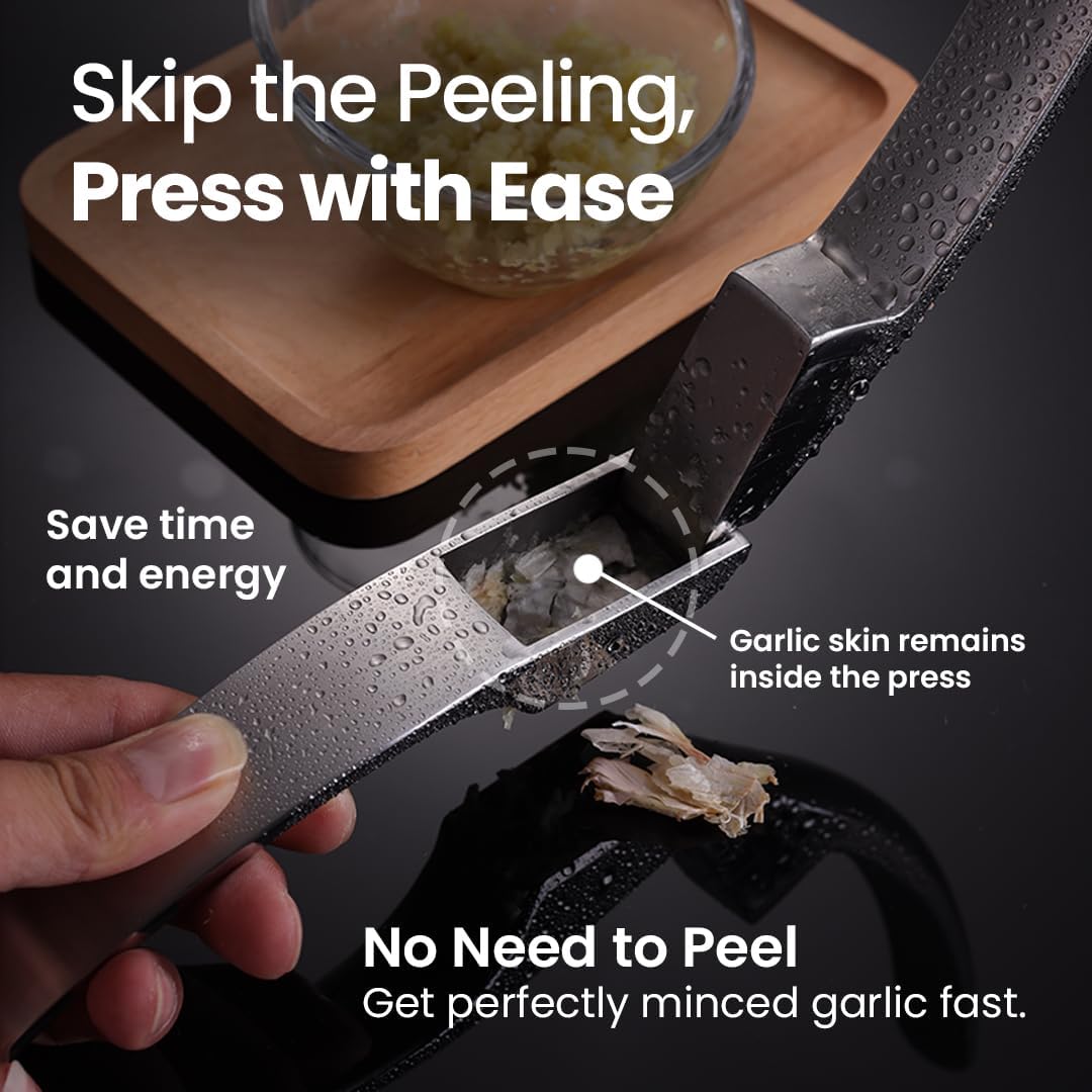 Lifetime Replacement Garlic Press, No Need to Peel, Fine Mince | Detachable Design for Easy Cleaning, Ergonomic Handle for Effortless Press, Stainless Steel Rust-Resistant, Dishwasher Safe