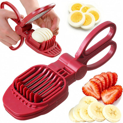 Large Egg Slicer for Hard Boiled Eggs with 304 Stainless Steel Blade | Scissor Handle, Thick and Sturdy Blade, Strawberry Slicers, Easy to Clean Use