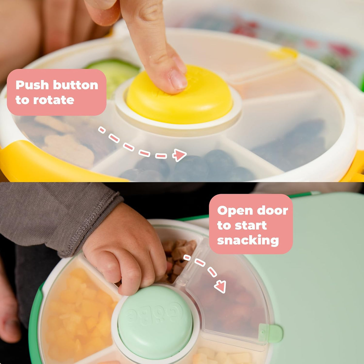 Lunchbox with Small Snack Spinner Flip - Bundle with Hand Strap & Sticker Sheet, 2-in-1 Bento Style Lunch Container, 5 Small +1 Large Sandwich Compartment, BPA & PVC Free - Taro Purple