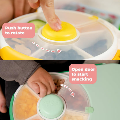 Lunchbox with Small Snack Spinner Flip - Bundle with Hand Strap & Sticker Sheet, 2-in-1 Bento Style Lunch Container, 5 Small +1 Large Sandwich Compartment, BPA & PVC Free - Taro Purple