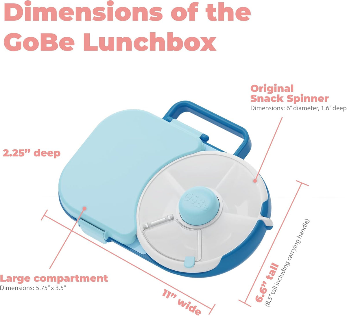 Lunchbox with Small Snack Spinner Flip - Bundle with Hand Strap & Sticker Sheet, 2-in-1 Bento Style Lunch Container, 5 Small +1 Large Sandwich Compartment, BPA & PVC Free - Taro Purple