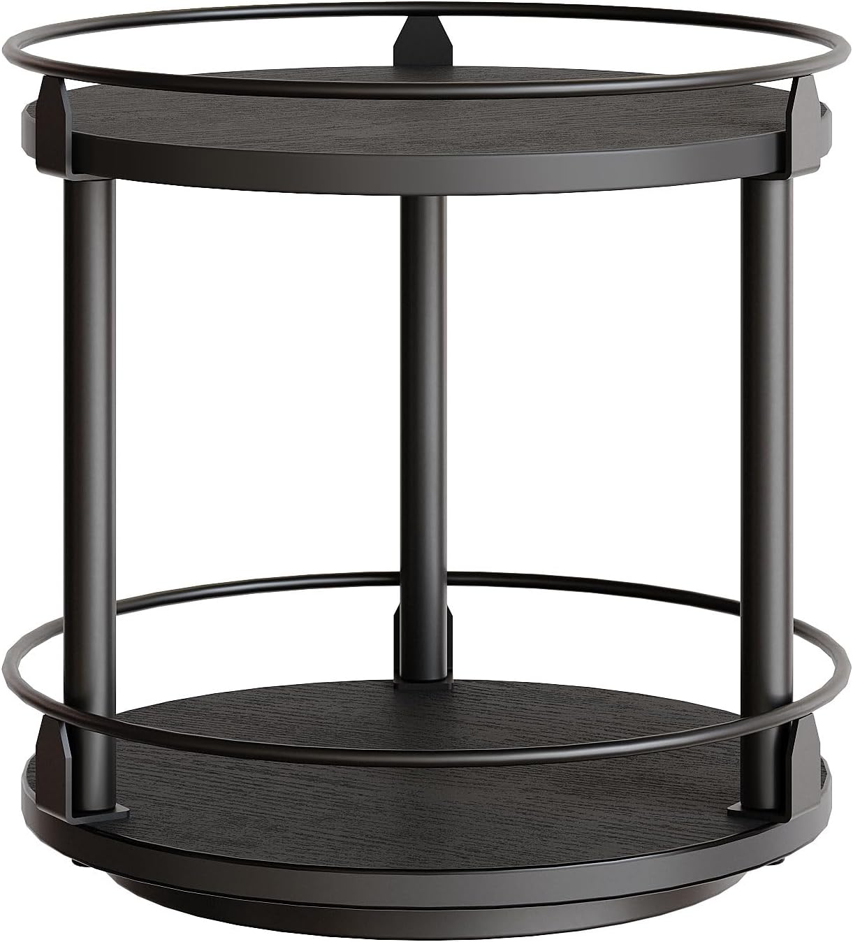 Lazy Susan Organizer, Rotating Spice Rack, 2 Tier Spice Turntable Organizer, Industrial Turntable Spice Holder, for Kitchen Countertop and Cabinet, Compact and Versatile, Rustic Brown SR22BR