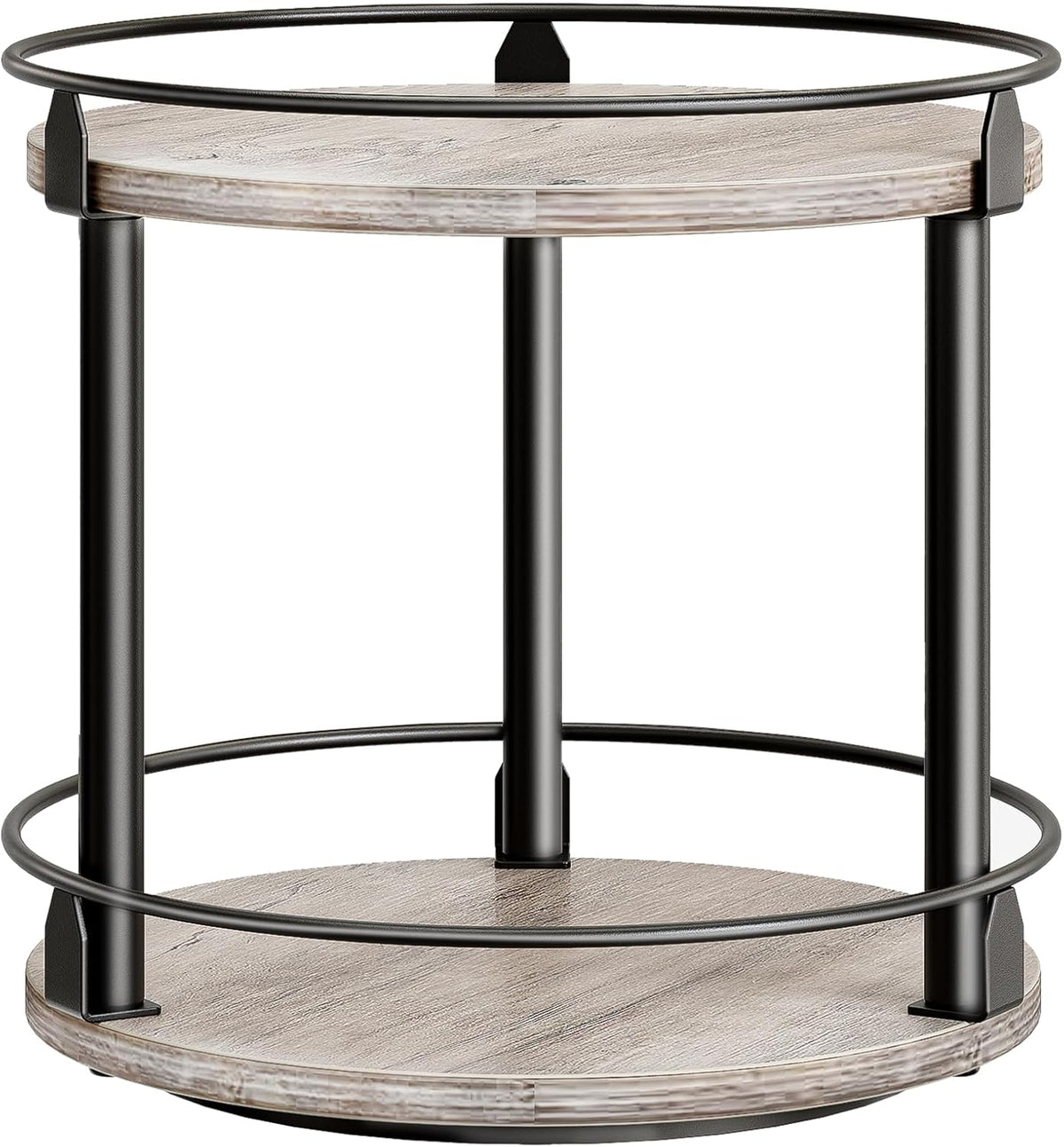 Lazy Susan Organizer, Rotating Spice Rack, 2 Tier Spice Turntable Organizer, Industrial Turntable Spice Holder, for Kitchen Countertop and Cabinet, Compact and Versatile, Rustic Brown SR22BR