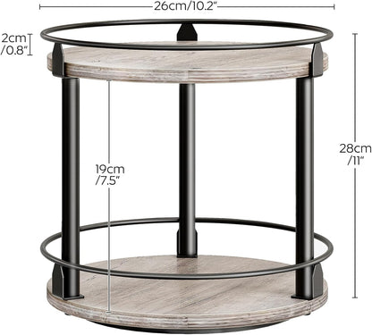 Lazy Susan Organizer, Rotating Spice Rack, 2 Tier Spice Turntable Organizer, Industrial Turntable Spice Holder, for Kitchen Countertop and Cabinet, Compact and Versatile, Rustic Brown SR22BR