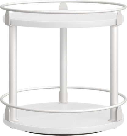 Lazy Susan Organizer, Rotating Spice Rack, 2 Tier Spice Turntable Organizer, Industrial Turntable Spice Holder, for Kitchen Countertop and Cabinet, Compact and Versatile, Rustic Brown SR22BR