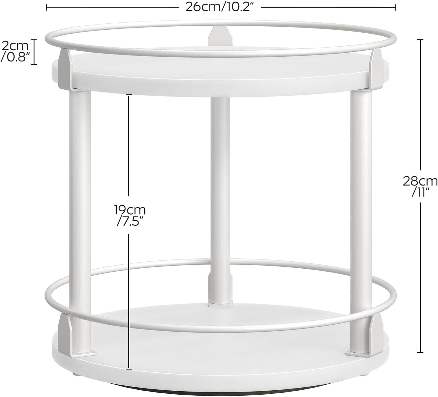 Lazy Susan Organizer, Rotating Spice Rack, 2 Tier Spice Turntable Organizer, Industrial Turntable Spice Holder, for Kitchen Countertop and Cabinet, Compact and Versatile, Rustic Brown SR22BR