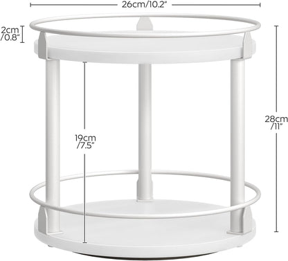 Lazy Susan Organizer, Rotating Spice Rack, 2 Tier Spice Turntable Organizer, Industrial Turntable Spice Holder, for Kitchen Countertop and Cabinet, Compact and Versatile, Rustic Brown SR22BR