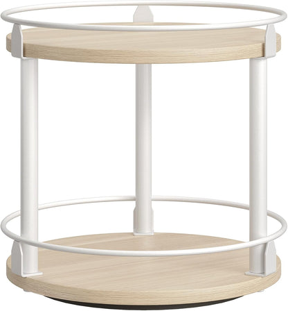 Lazy Susan Organizer, Rotating Spice Rack, 2 Tier Spice Turntable Organizer, Industrial Turntable Spice Holder, for Kitchen Countertop and Cabinet, Compact and Versatile, Rustic Brown SR22BR