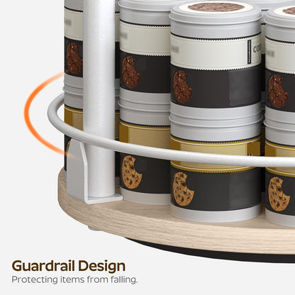 Lazy Susan Organizer, Rotating Spice Rack, 2 Tier Spice Turntable Organizer, Industrial Turntable Spice Holder, for Kitchen Countertop and Cabinet, Compact and Versatile, Rustic Brown SR22BR