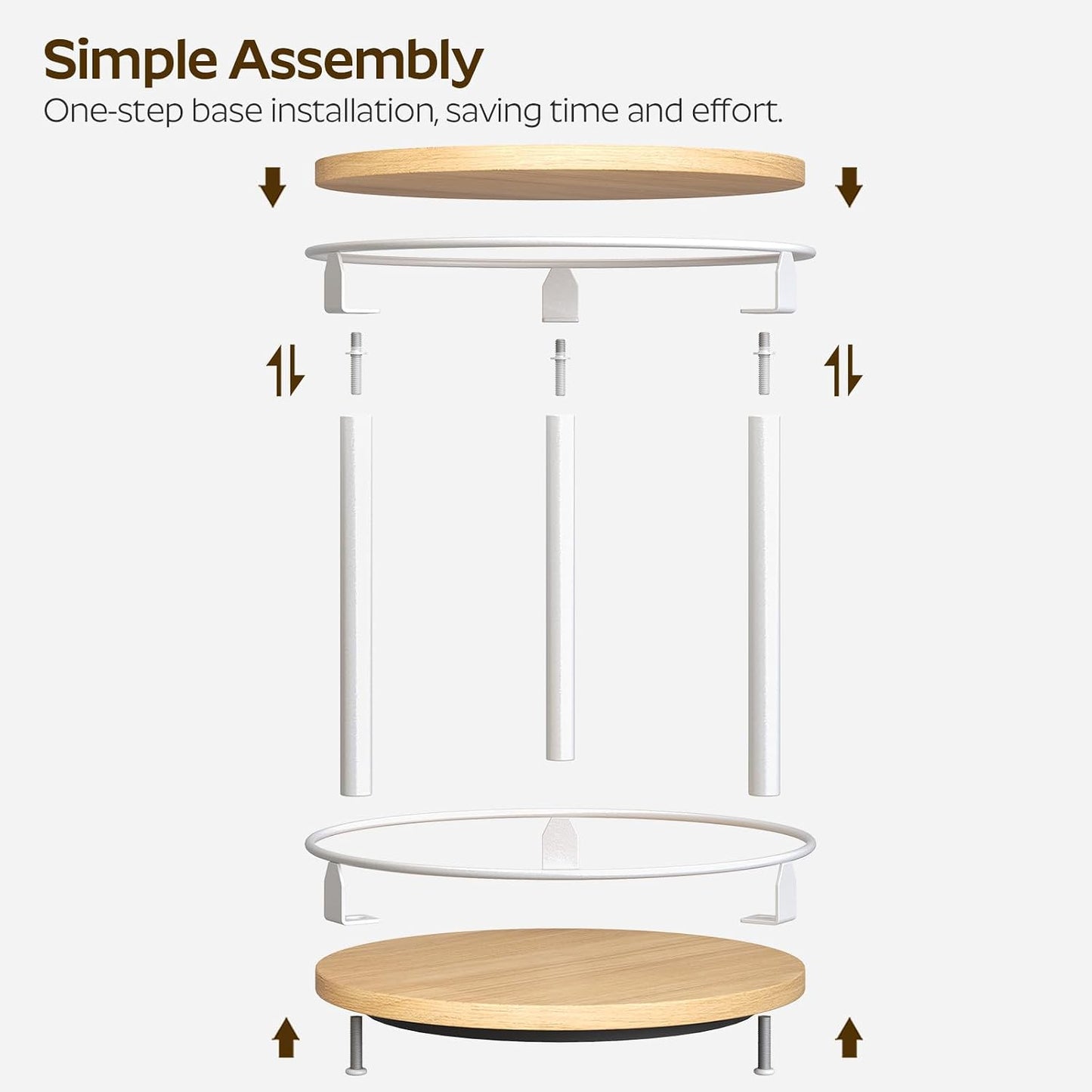 Lazy Susan Organizer, Rotating Spice Rack, 2 Tier Spice Turntable Organizer, Industrial Turntable Spice Holder, for Kitchen Countertop and Cabinet, Compact and Versatile, Rustic Brown SR22BR