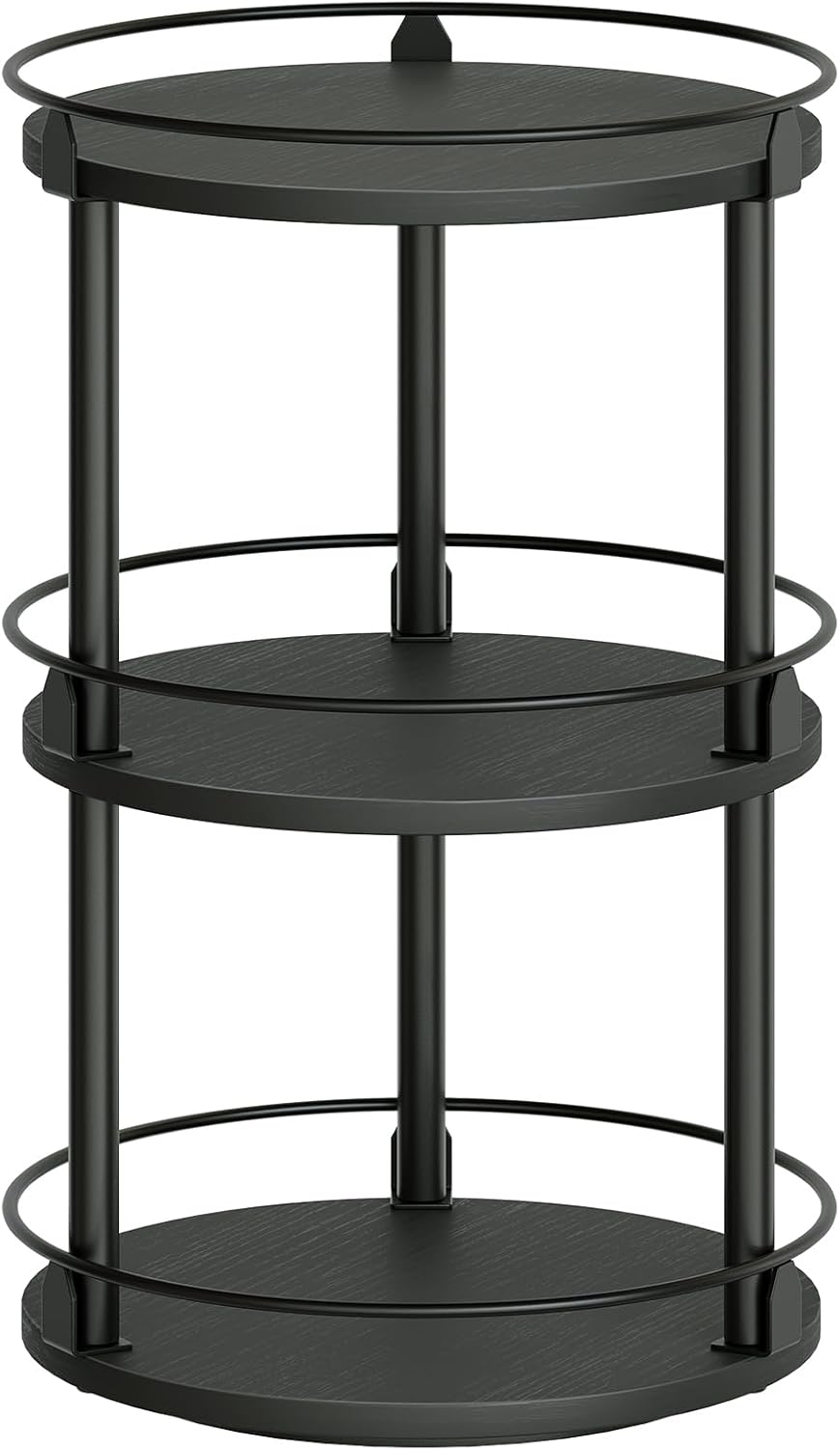 Lazy Susan Organizer, Rotating Spice Rack, 2 Tier Spice Turntable Organizer, Industrial Turntable Spice Holder, for Kitchen Countertop and Cabinet, Compact and Versatile, Rustic Brown SR22BR