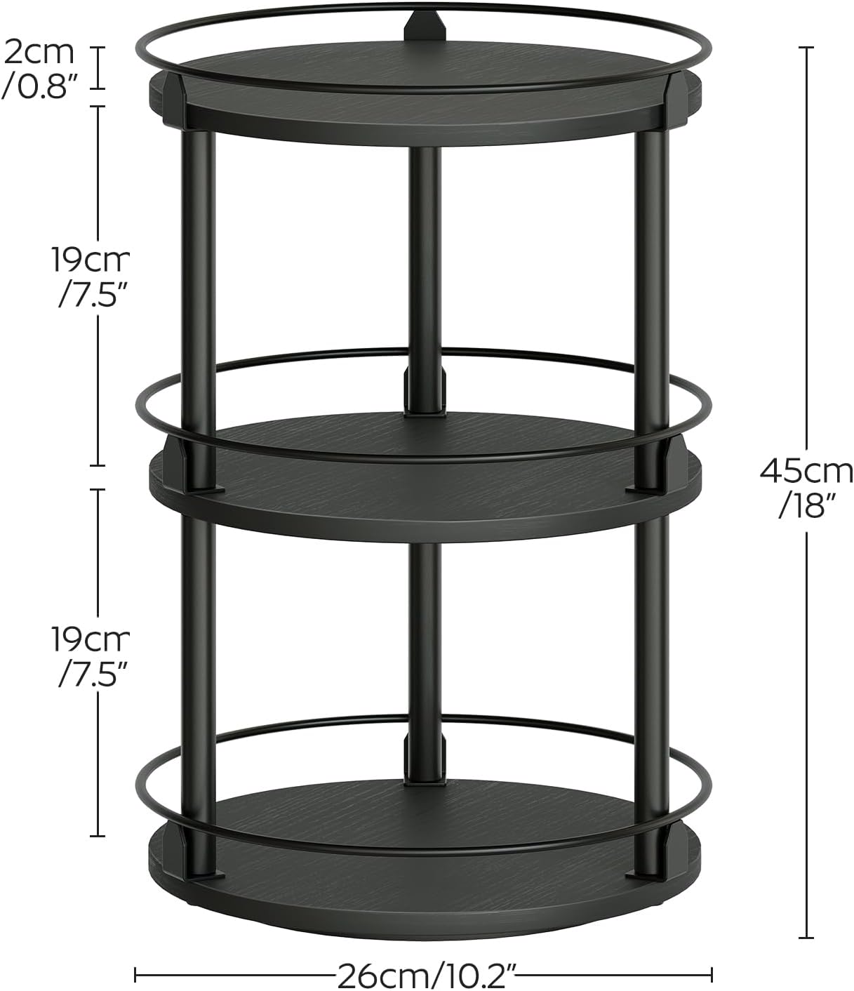 Lazy Susan Organizer, Rotating Spice Rack, 2 Tier Spice Turntable Organizer, Industrial Turntable Spice Holder, for Kitchen Countertop and Cabinet, Compact and Versatile, Rustic Brown SR22BR