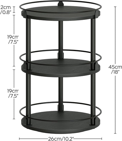 Lazy Susan Organizer, Rotating Spice Rack, 2 Tier Spice Turntable Organizer, Industrial Turntable Spice Holder, for Kitchen Countertop and Cabinet, Compact and Versatile, Rustic Brown SR22BR