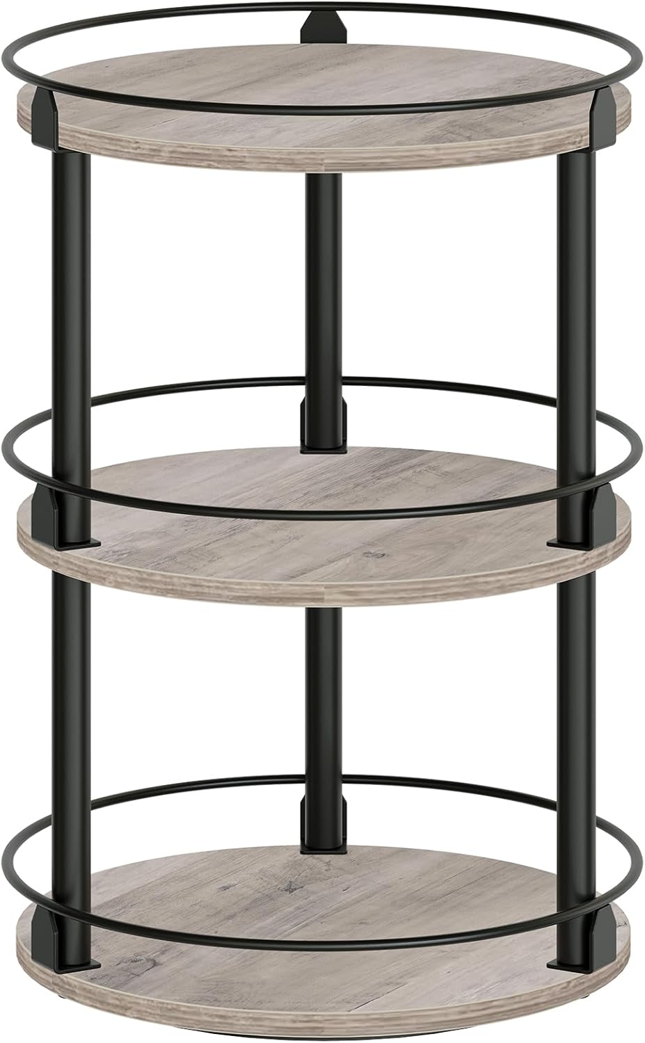 Lazy Susan Organizer, Rotating Spice Rack, 2 Tier Spice Turntable Organizer, Industrial Turntable Spice Holder, for Kitchen Countertop and Cabinet, Compact and Versatile, Rustic Brown SR22BR