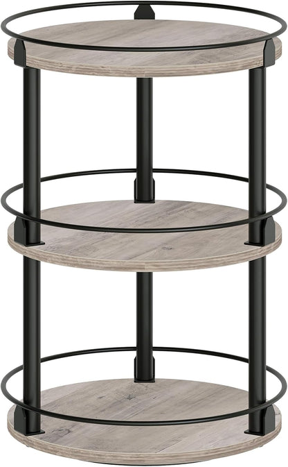Lazy Susan Organizer, Rotating Spice Rack, 2 Tier Spice Turntable Organizer, Industrial Turntable Spice Holder, for Kitchen Countertop and Cabinet, Compact and Versatile, Rustic Brown SR22BR