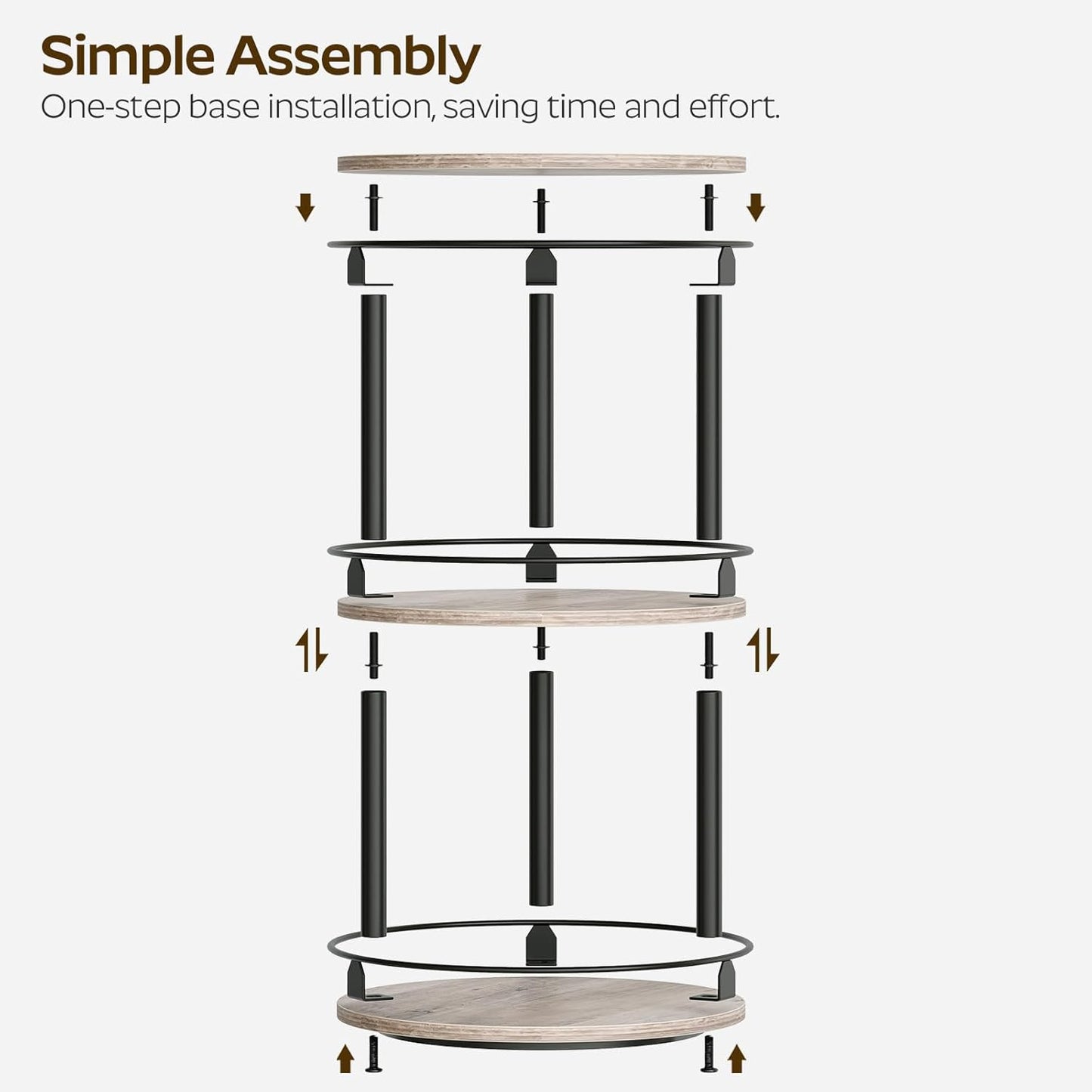 Lazy Susan Organizer, Rotating Spice Rack, 2 Tier Spice Turntable Organizer, Industrial Turntable Spice Holder, for Kitchen Countertop and Cabinet, Compact and Versatile, Rustic Brown SR22BR