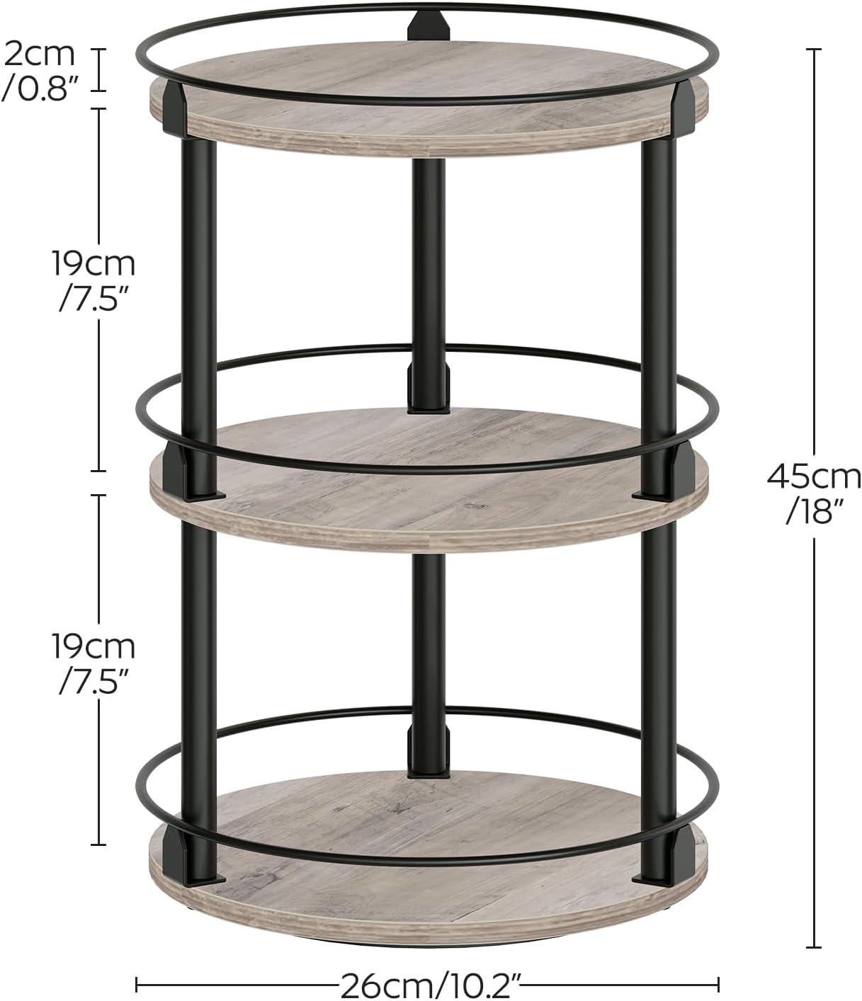 Lazy Susan Organizer, Rotating Spice Rack, 2 Tier Spice Turntable Organizer, Industrial Turntable Spice Holder, for Kitchen Countertop and Cabinet, Compact and Versatile, Rustic Brown SR22BR