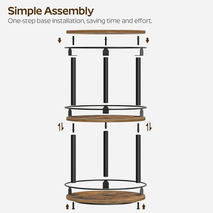 Lazy Susan Organizer, Rotating Spice Rack, 2 Tier Spice Turntable Organizer, Industrial Turntable Spice Holder, for Kitchen Countertop and Cabinet, Compact and Versatile, Rustic Brown SR22BR