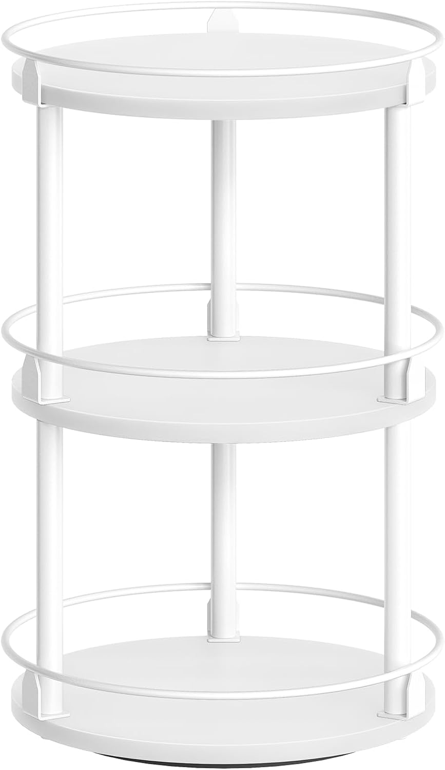 Lazy Susan Organizer, Rotating Spice Rack, 2 Tier Spice Turntable Organizer, Industrial Turntable Spice Holder, for Kitchen Countertop and Cabinet, Compact and Versatile, Rustic Brown SR22BR