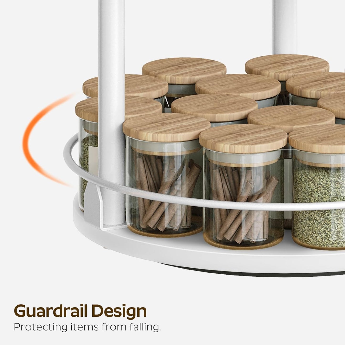 Lazy Susan Organizer, Rotating Spice Rack, 2 Tier Spice Turntable Organizer, Industrial Turntable Spice Holder, for Kitchen Countertop and Cabinet, Compact and Versatile, Rustic Brown SR22BR