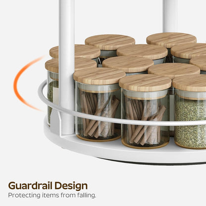 Lazy Susan Organizer, Rotating Spice Rack, 2 Tier Spice Turntable Organizer, Industrial Turntable Spice Holder, for Kitchen Countertop and Cabinet, Compact and Versatile, Rustic Brown SR22BR