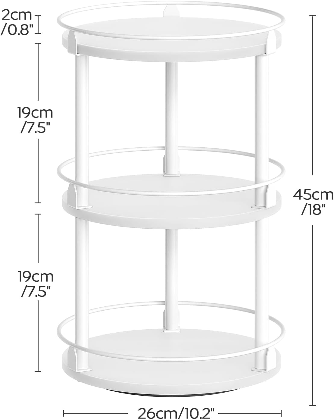 Lazy Susan Organizer, Rotating Spice Rack, 2 Tier Spice Turntable Organizer, Industrial Turntable Spice Holder, for Kitchen Countertop and Cabinet, Compact and Versatile, Rustic Brown SR22BR
