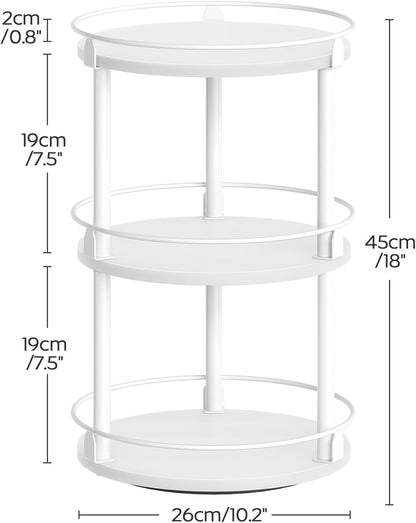 Lazy Susan Organizer, Rotating Spice Rack, 2 Tier Spice Turntable Organizer, Industrial Turntable Spice Holder, for Kitchen Countertop and Cabinet, Compact and Versatile, Rustic Brown SR22BR