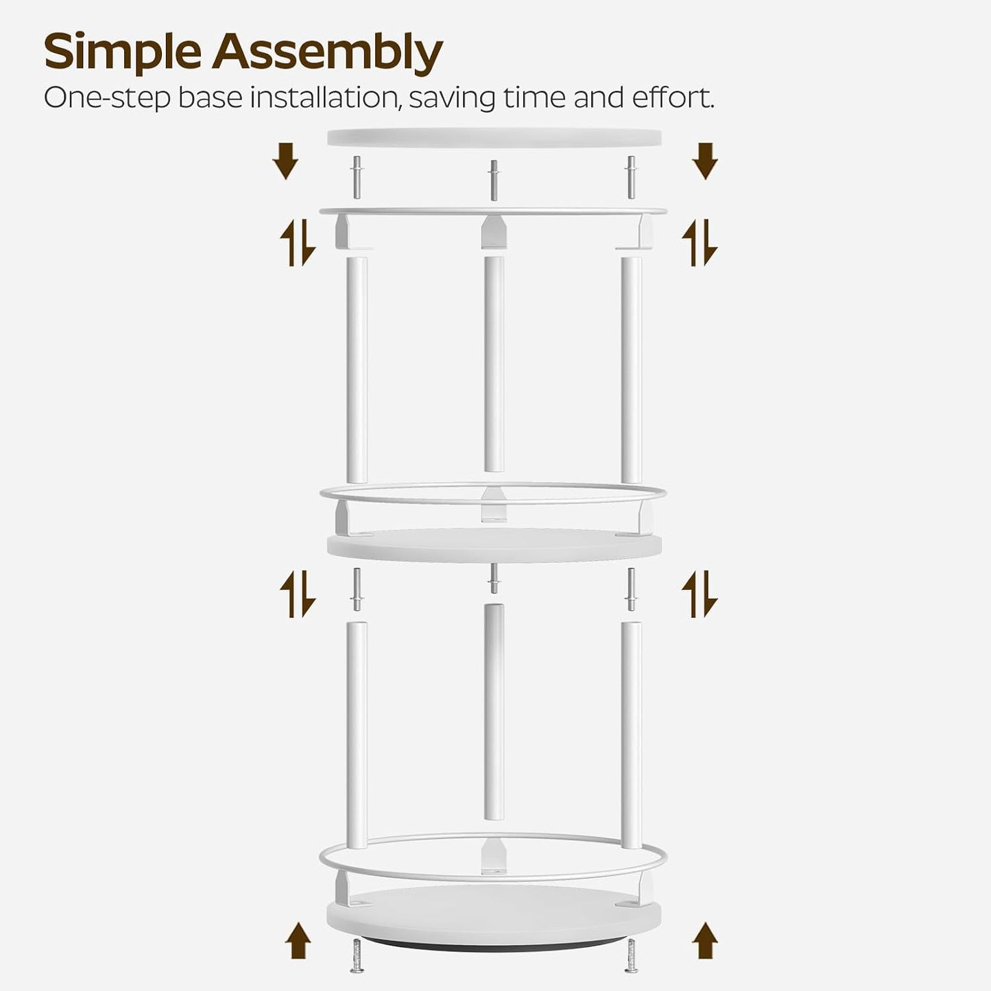Lazy Susan Organizer, Rotating Spice Rack, 2 Tier Spice Turntable Organizer, Industrial Turntable Spice Holder, for Kitchen Countertop and Cabinet, Compact and Versatile, Rustic Brown SR22BR