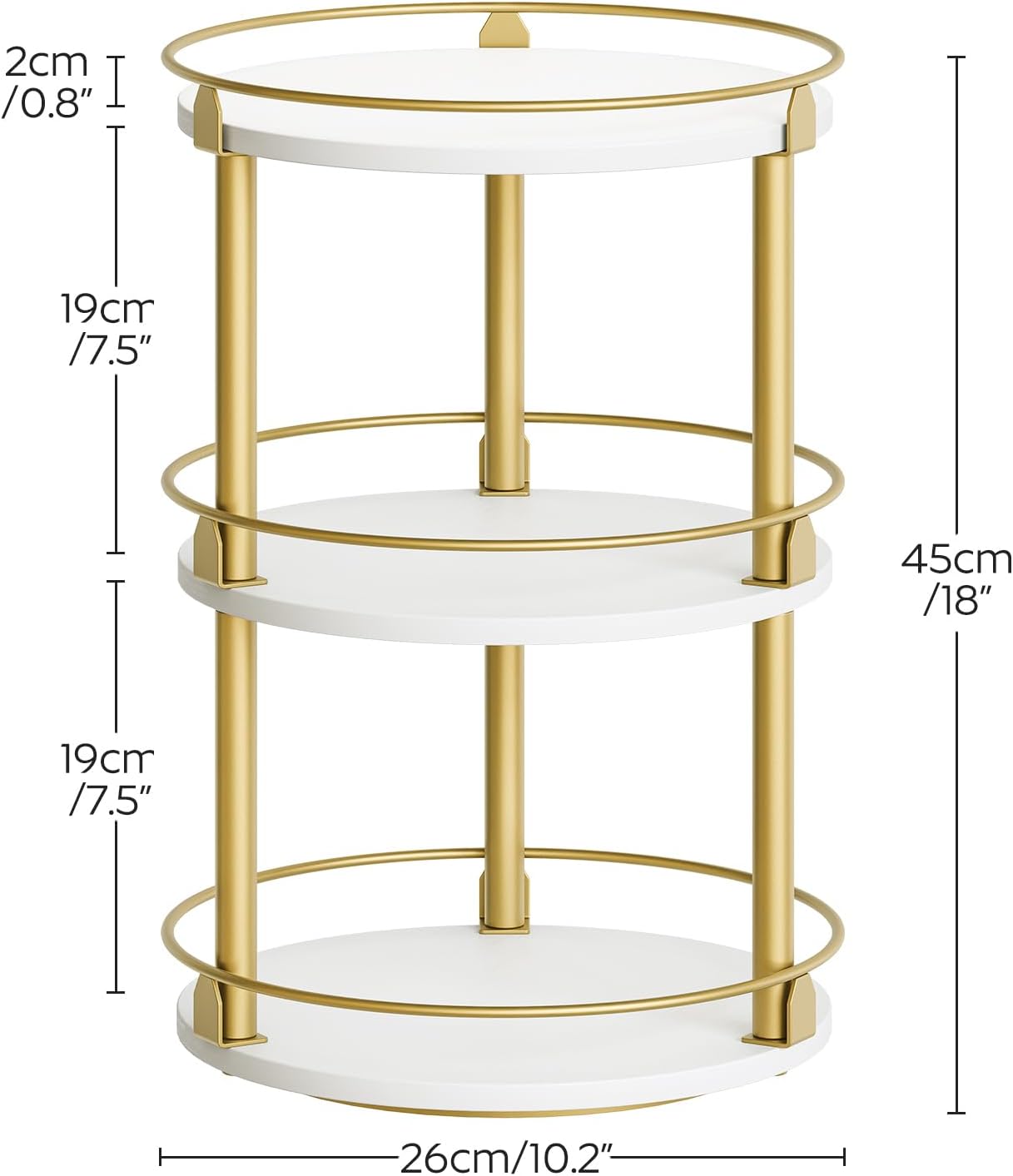 Lazy Susan Organizer, Rotating Spice Rack, 2 Tier Spice Turntable Organizer, Industrial Turntable Spice Holder, for Kitchen Countertop and Cabinet, Compact and Versatile, Rustic Brown SR22BR