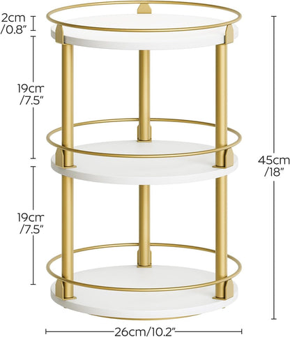 Lazy Susan Organizer, Rotating Spice Rack, 2 Tier Spice Turntable Organizer, Industrial Turntable Spice Holder, for Kitchen Countertop and Cabinet, Compact and Versatile, Rustic Brown SR22BR