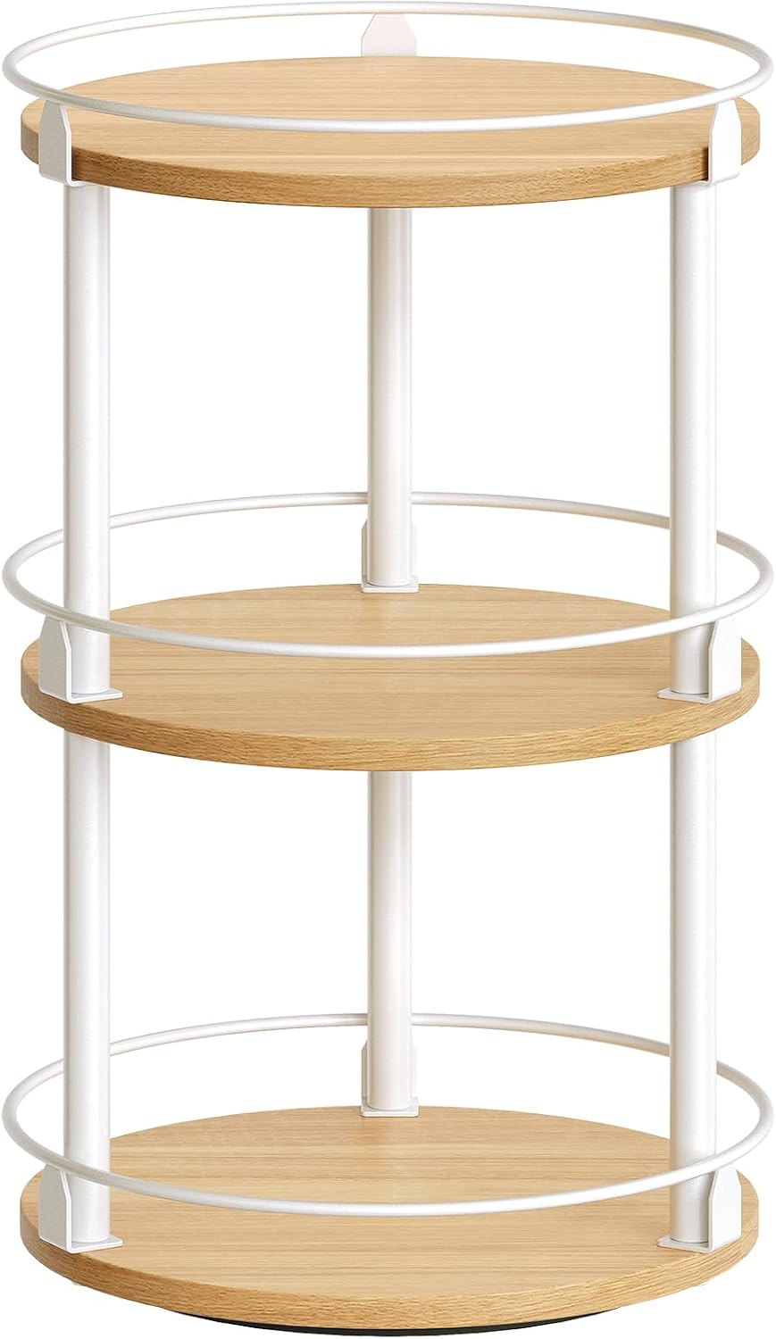 Lazy Susan Organizer, Rotating Spice Rack, 2 Tier Spice Turntable Organizer, Industrial Turntable Spice Holder, for Kitchen Countertop and Cabinet, Compact and Versatile, Rustic Brown SR22BR